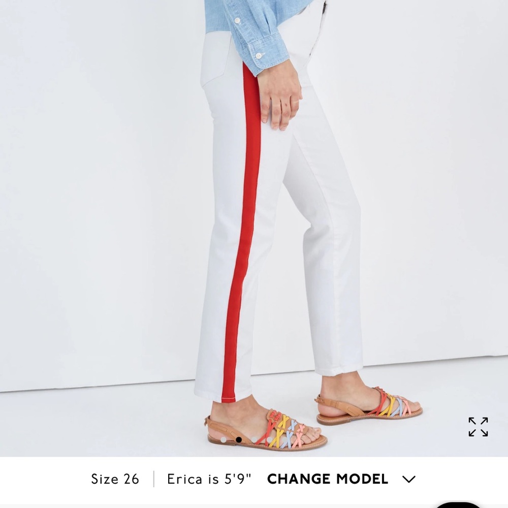Madewell Stovepipe Slim Straight Jeans in Tile White Tuxedo Stripe Size 25